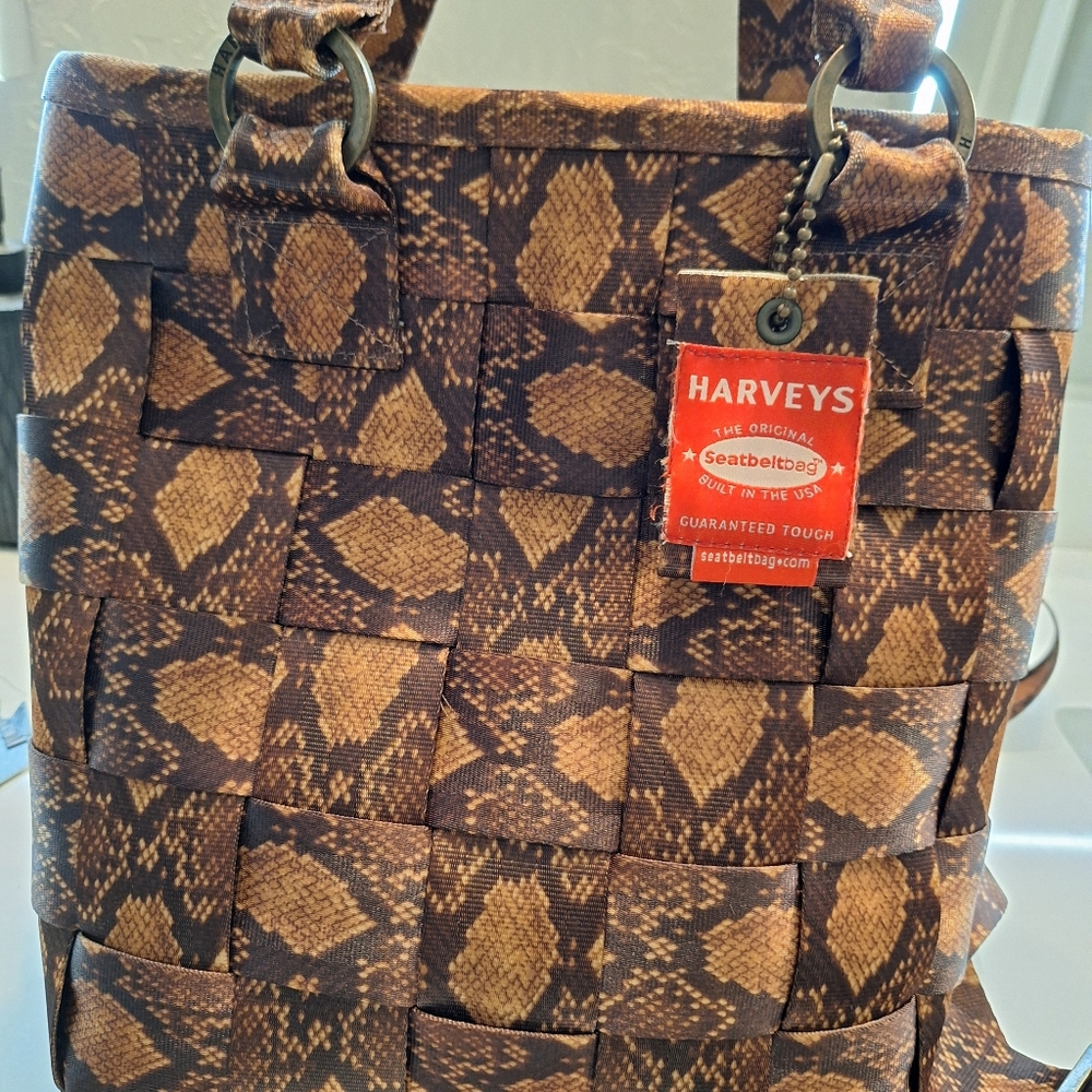 HARVEY'S SEATBELT Python tall tote.  Perfect condition.
